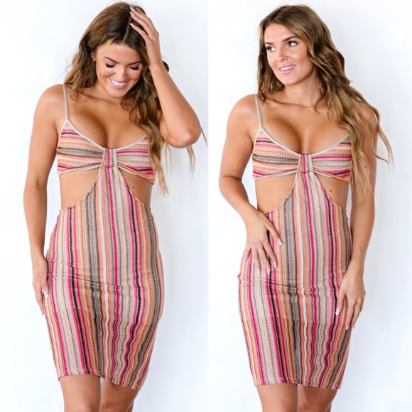 Dresses & Skirts - Crochet Multicolor Boho Stripe Dress